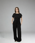 Women Black Casual Set (Top & Pants)