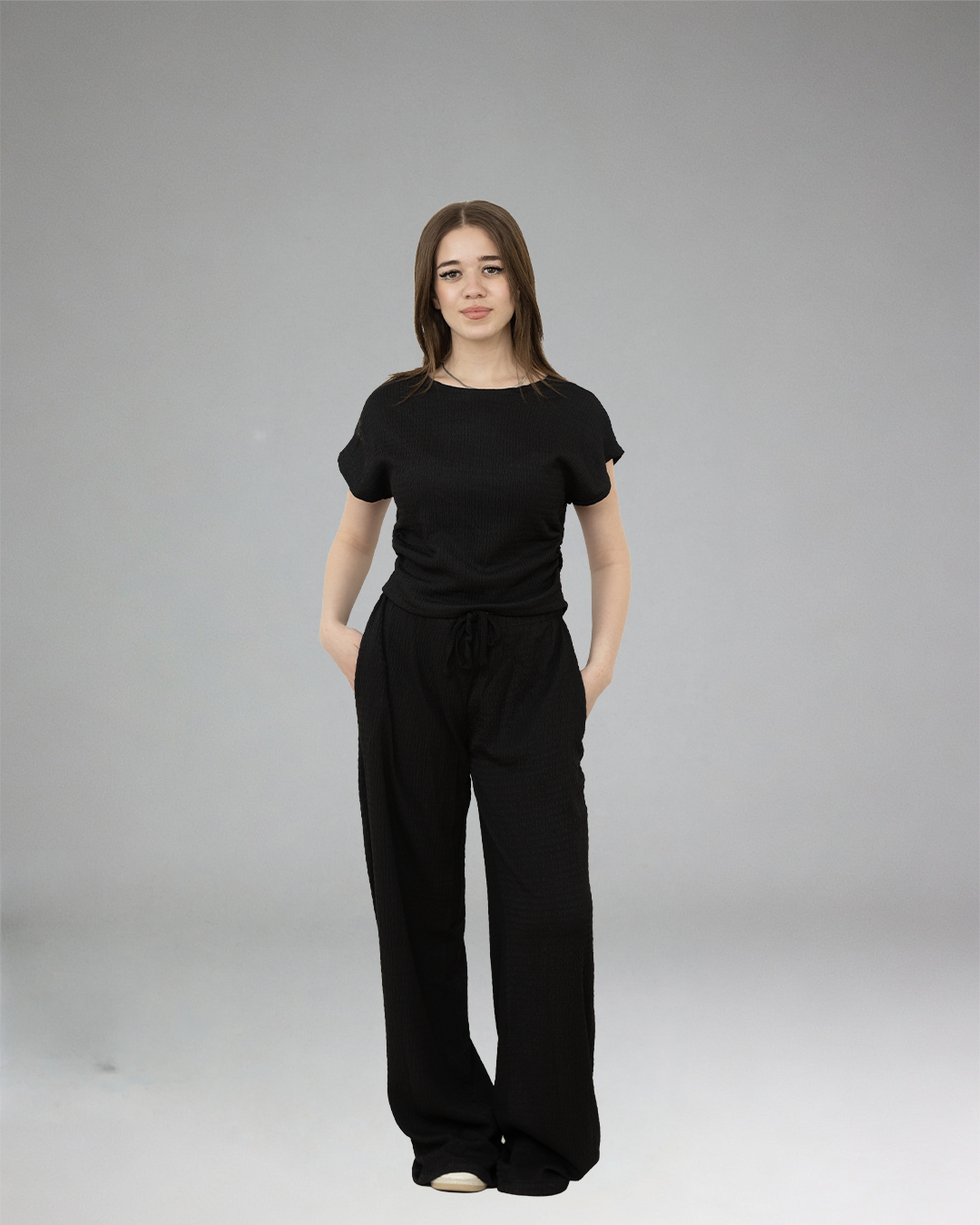 Women Sky Blue Casual Set (Top & Pants)