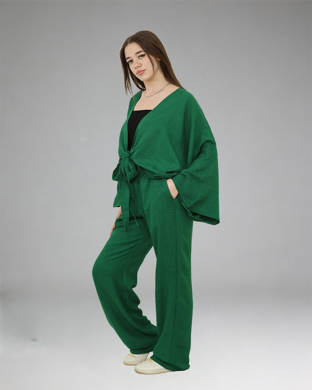 Women olive Casual Set (Top & Pants)