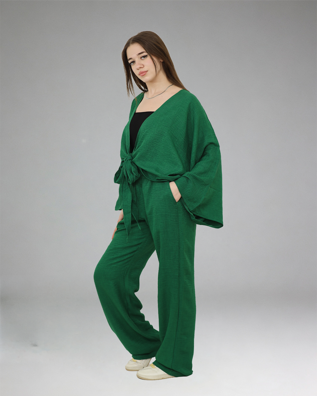 Women olive Casual Set (Top & Pants)