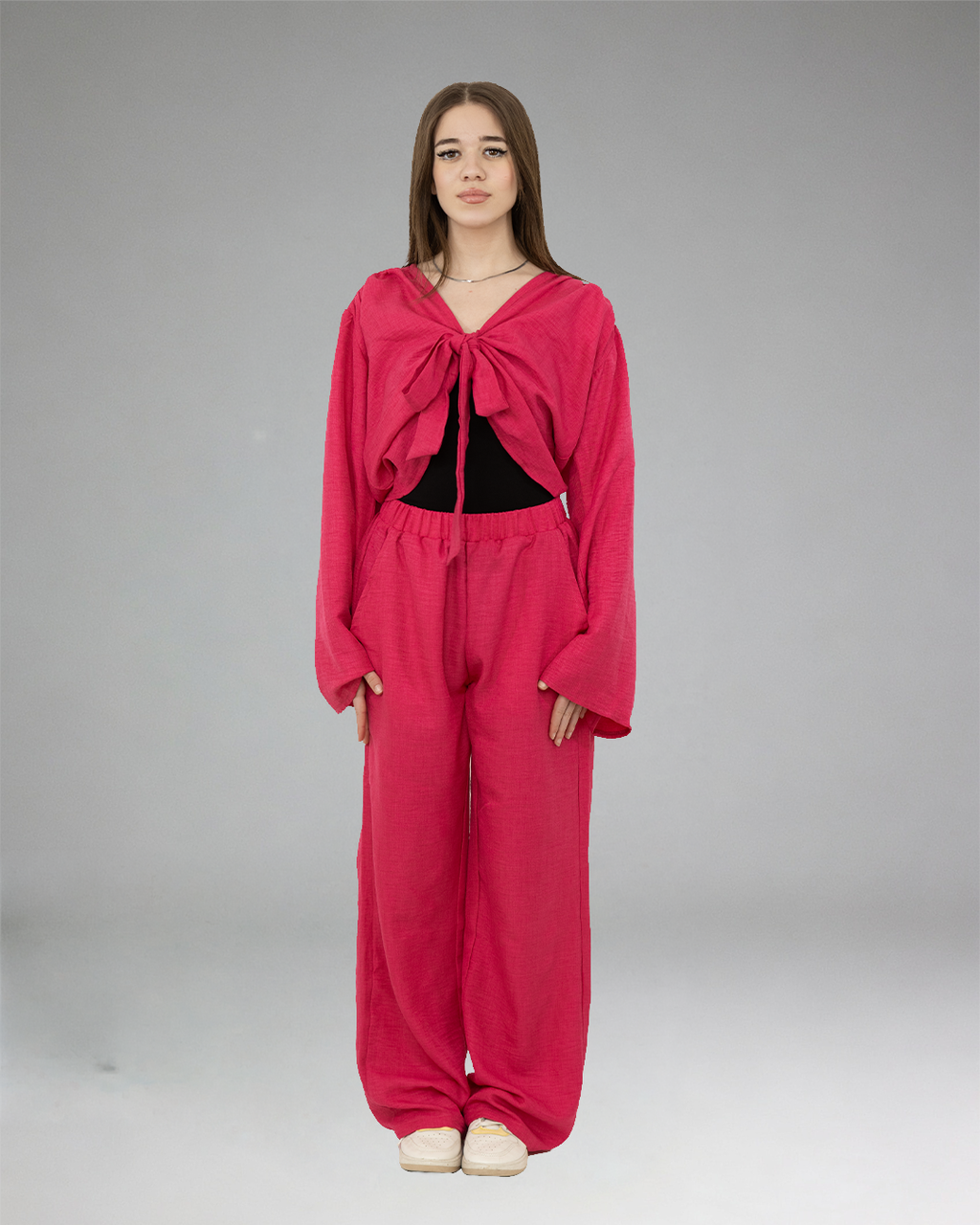 Women RED Casual Set (Top & Pants)
