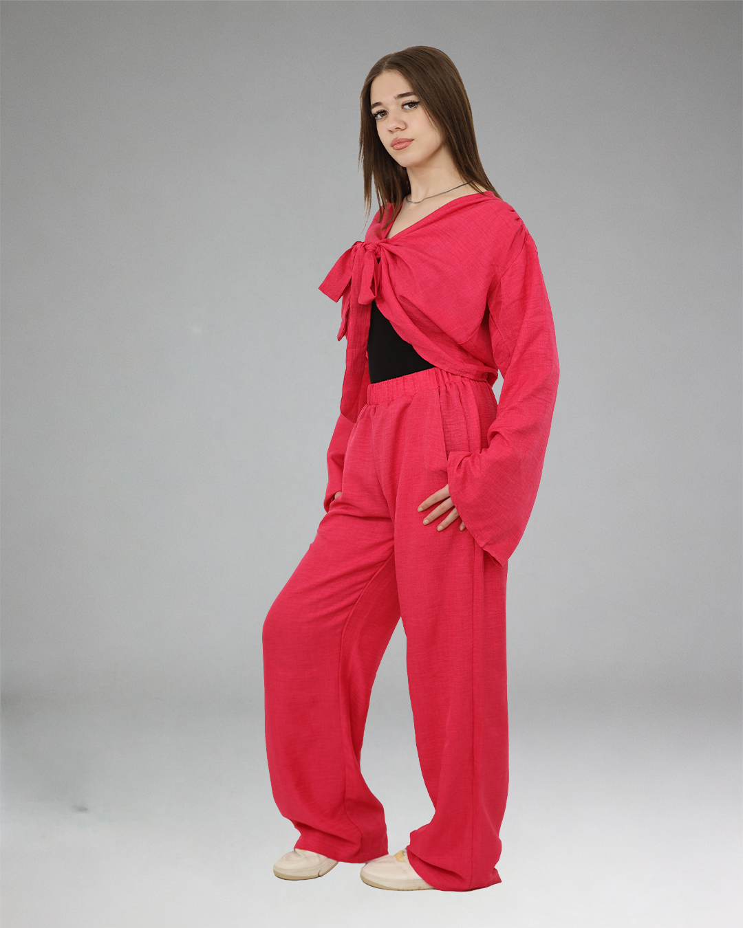 Women RED Casual Set (Top & Pants)