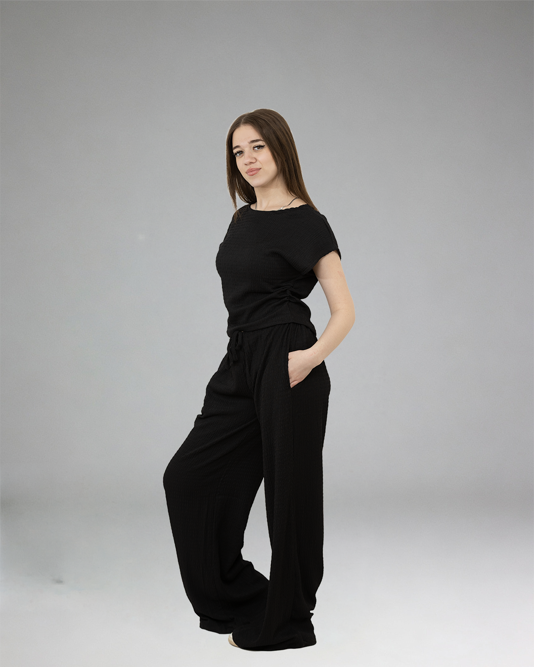 Women Sky Blue Casual Set (Top & Pants)