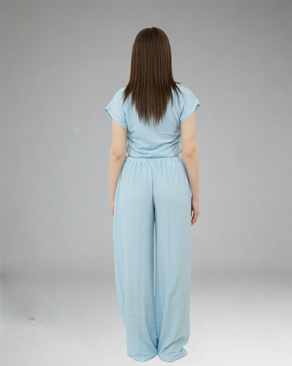 Women Sky Blue Casual Set (Top & Pants)