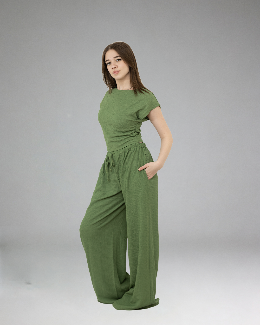 Women Sky Blue Casual Set (Top & Pants)